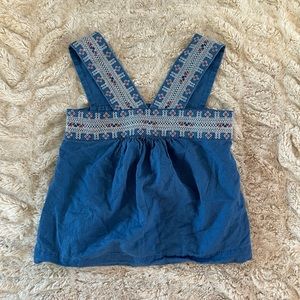 Madewell Women’s Embroidered Linen/Cotton Tank Top Size 2